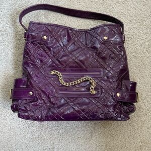 Isabella Fiore Purple Quilted Patent Leather Tote
